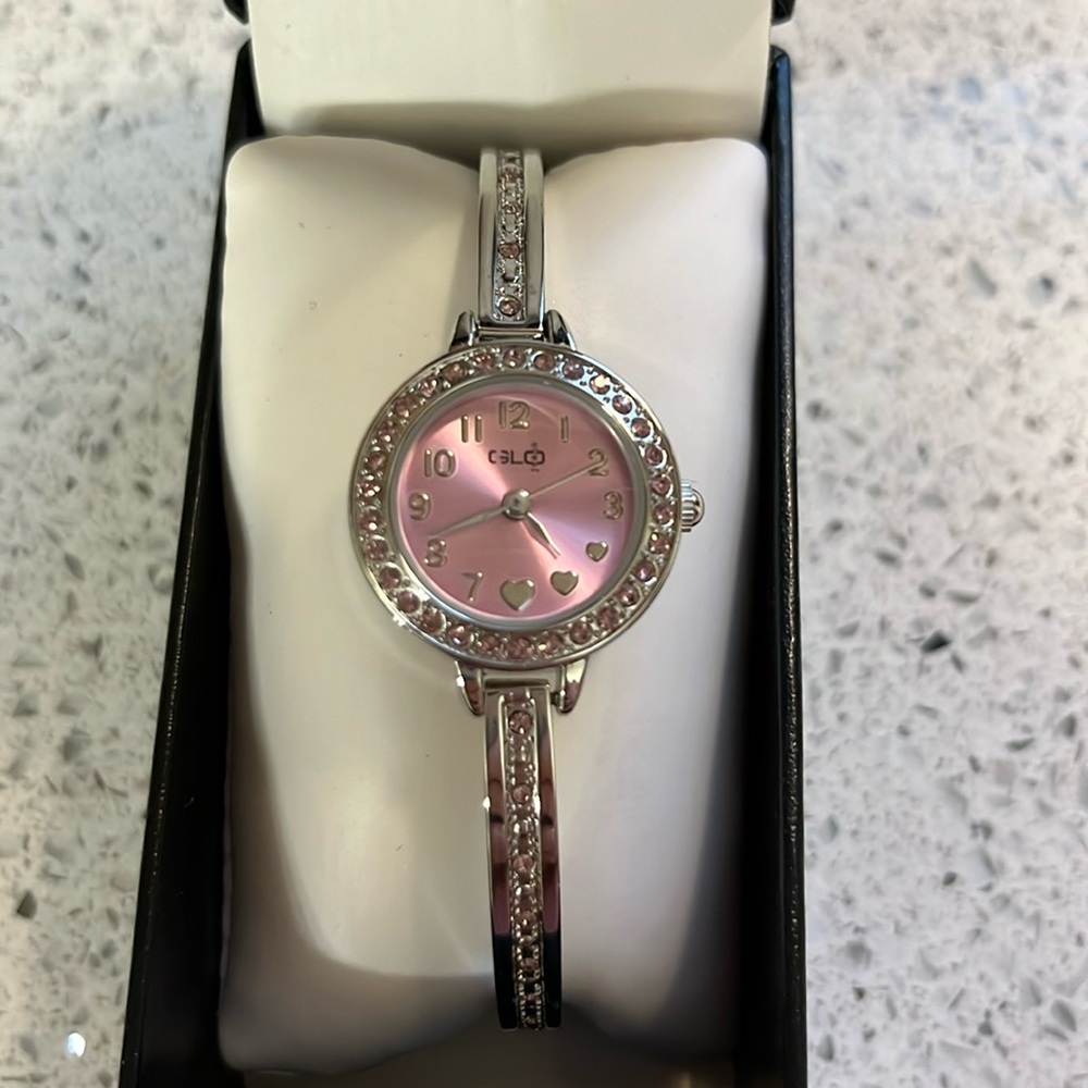 New pink and silver watch.